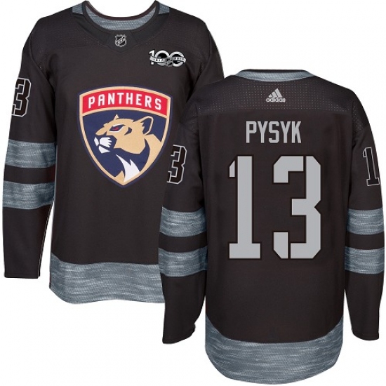 Men's Adidas Florida Panthers #13 Mark Pysyk Premier Black 1917-2017 100th Anniversary NHL Jersey - Ujersey