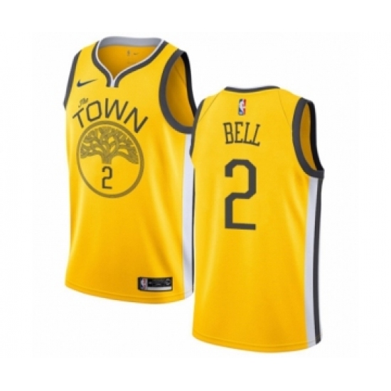 Men's Nike Golden State Warriors #2 Jordan Bell Yellow Swingman Jersey - Earned Edition - Ujersey