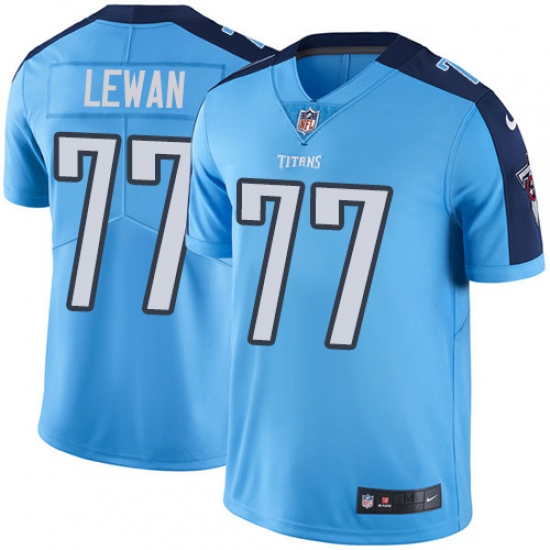 Men's Nike Tennessee Titans #77 Taylor Lewan Limited Light Blue Rush Vapor Untouchable NFL Jersey - Ujersey