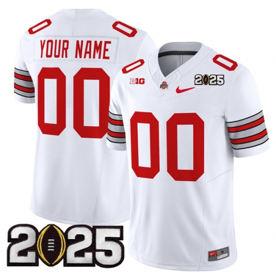 Men's Ohio State Buckeyes Active Player Custom White 2025 CFP Final Patch F.U.S.E. Vapor Limited Stitched Football Jersey - Ujersey