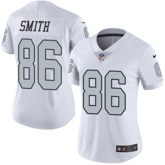 Women's Nike Oakland Raiders #86 Lee Smith Limited White Rush Vapor Untouchable NFL Jersey