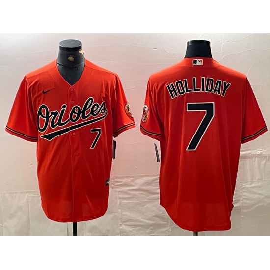 Men's Baltimore Orioles #7 Jackson Holliday Number Orange Limited Cool Base Stitched Jersey - Ujersey