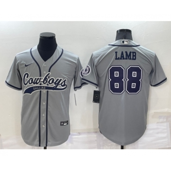 Men's Dallas Cowboys #88 CeeDee Lamb Grey Stitched Cool Base Nike Baseball Jersey - Ujersey