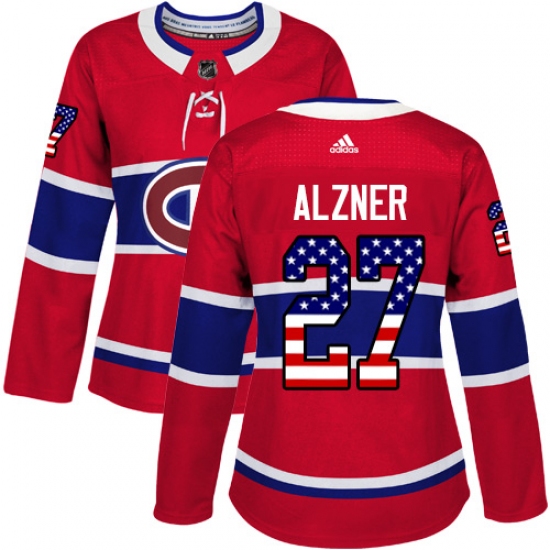 Women's Adidas Montreal Canadiens #27 Karl Alzner Authentic Red USA Flag Fashion NHL Jersey - Ujersey