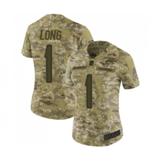 Women's Los Angeles Chargers #1 Ty Long Limited Camo 2018 Salute to Service Football Jersey - Ujersey
