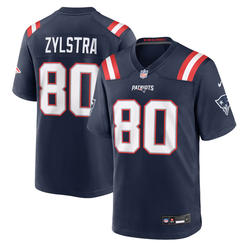 Men's New England Patriots Shane Zylstra Nike Navy Team Game Jersey - U-jersey