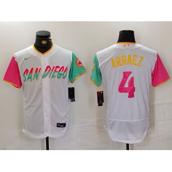 Men's San Diego Padres #4 Luis Arraez White 2023 City Connect Flex Base Stitched Jersey - Ujersey
