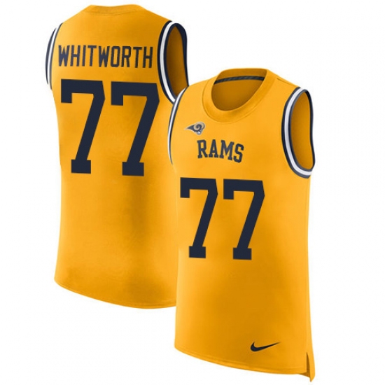 Men's Nike Los Angeles Rams #77 Andrew Whitworth Limited Gold Rush Player Name & Number Tank Top NFL Jersey - Ujersey