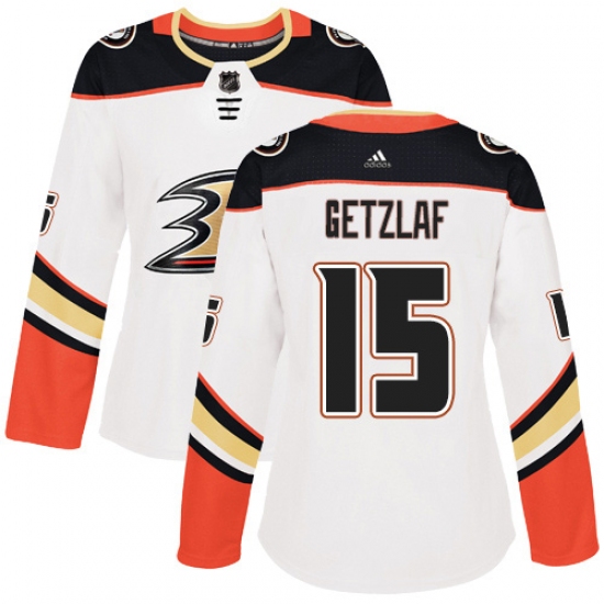Women's Adidas Anaheim Ducks #15 Ryan Getzlaf Authentic White Away NHL Jersey - Ujersey