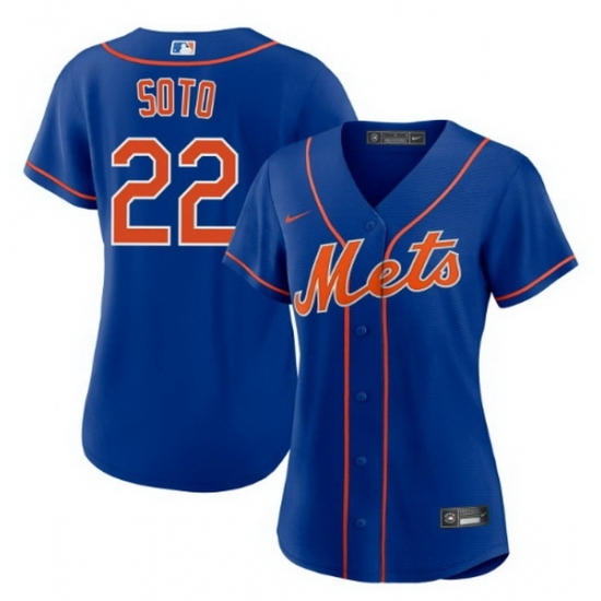 Women New York Mets Juan Soto #22 Blue Cool Base Stitched MLB Jersey - Ujersey