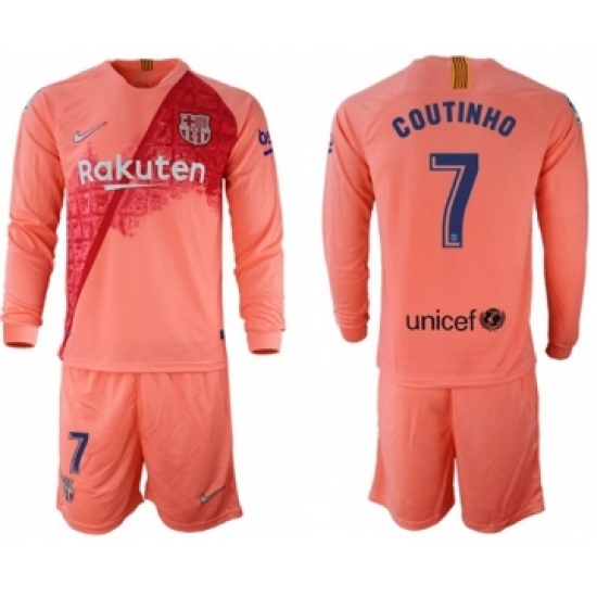 Barcelona #7 Coutinho Third Long Sleeves Soccer Club Jersey
