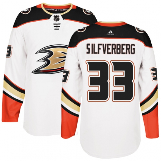 Men's Adidas Anaheim Ducks #33 Jakob Silfverberg Authentic White Away NHL Jersey - Ujersey