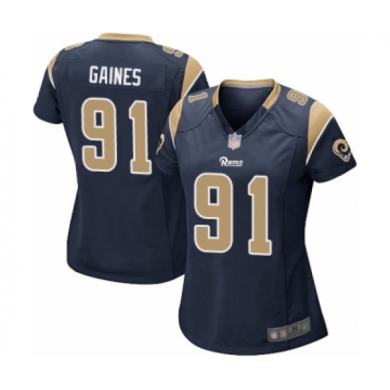 Women's Los Angeles Rams #91 Greg Gaines Game Navy Blue Team Color Football Jersey - Ujersey