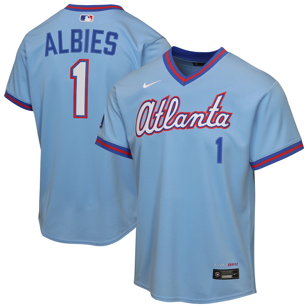 Youth Atlanta Braves Ozzie Albies Nike Powder Blue 2026 City Connect Stadium Jersey - SUjersey01