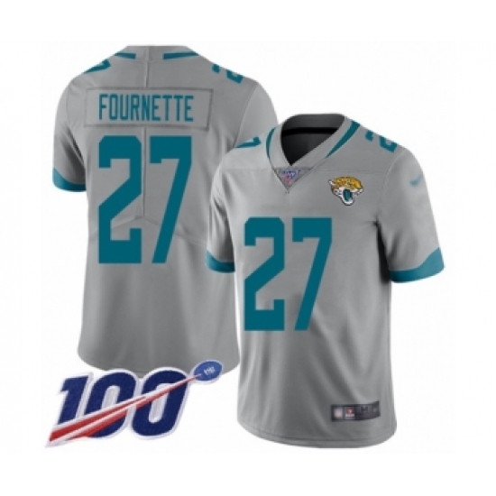 Men's Jacksonville Jaguars #27 Leonard Fournette Silver Inverted Legend Limited 100th Season Football Jersey - Ujersey