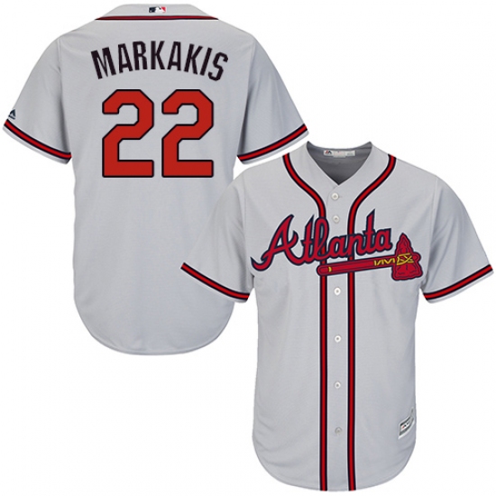 Youth Majestic Atlanta Braves #22 Nick Markakis Authentic Grey Road Cool Base MLB Jersey - Ujersey
