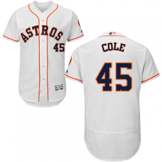 Men's Majestic Houston Astros #45 Gerrit Cole White Home Flex Base Authentic Collection MLB Jersey - Ujersey