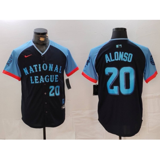 Men's New York Mets #20 Pete Alonso Number Navy 2024 All Star Limited Stitched Jersey - Ujersey