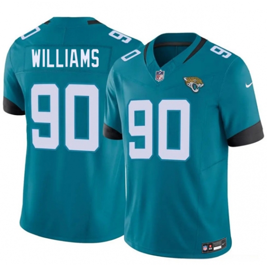 Men's Jacksonville Jaguars #90 Wesley Williams Teal 2026 Draft F.U.S.E. Vapor Untouchable Limited Football Stitched Jersey - Ujersey