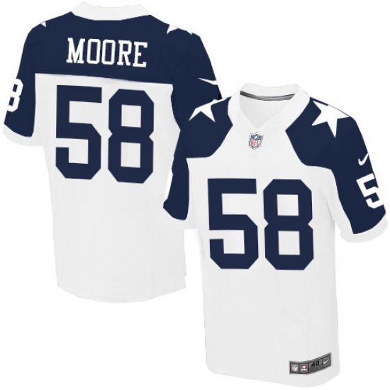 Men's Nike Dallas Cowboys #58 Damontre Moore Elite White Throwback Alternate NFL Jersey - Ujersey