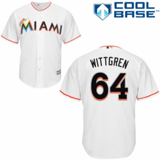 Youth Majestic Miami Marlins #64 Nick Wittgren Authentic White Home Cool Base MLB Jersey - Ujersey
