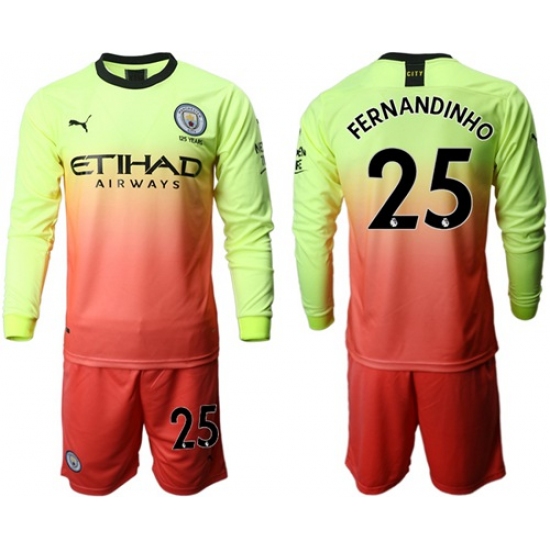 Manchester City #25 Fernandinho Third Long Sleeves Soccer Club Jersey