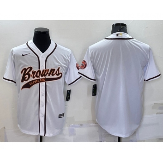 Men's Cleveland Browns Blank White Stitched MLB Cool Base Nike Baseball Jersey - Ujersey
