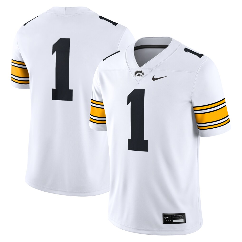 Men's Nike #1 White Iowa Hawkeyes Game Jersey - Ujersey