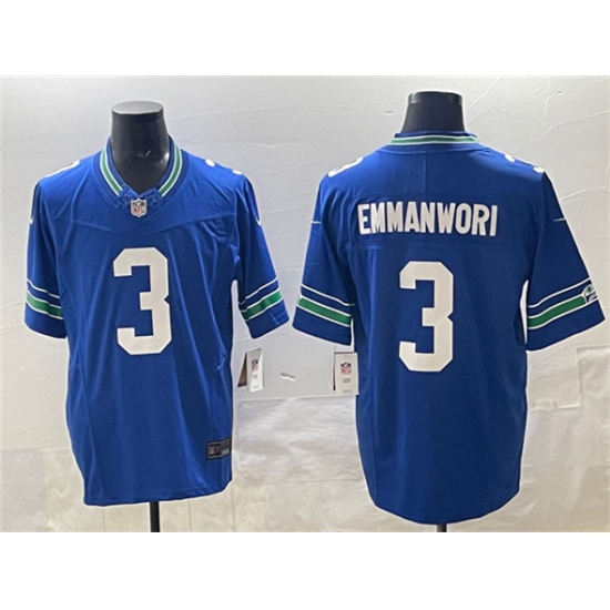 Men's Seattle Seahawks #3 Nick Emmanwori Royal 2024 F.U.S.E Throwback Vapor Limited Football Stitched Jersey - Ujersey