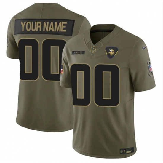 Men's Minnesota Vikings Active Player Custom Olive 2025 F.U.S.E. Salute to Service Limited Stitched Football Jersey - Ujersey