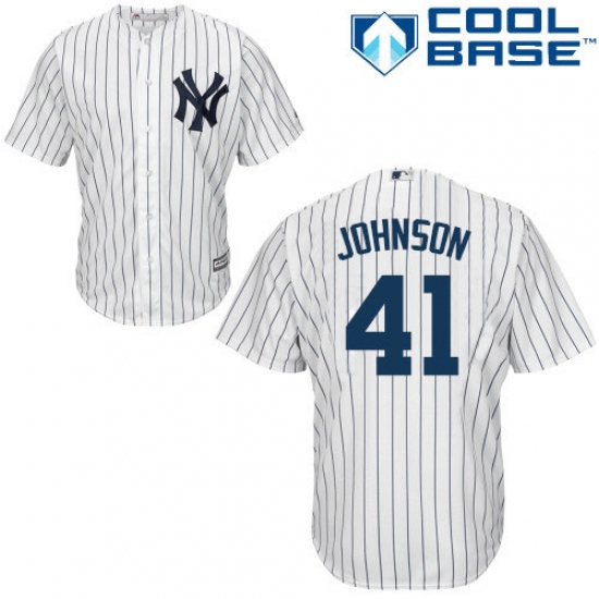 Men's Majestic New York Yankees #41 Randy Johnson Replica White Home MLB Jersey - Ujersey