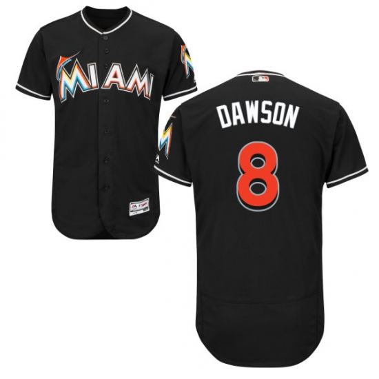 Men's Majestic Miami Marlins #8 Andre Dawson Black Alternate Flex Base Authentic Collection MLB Jersey - Ujersey