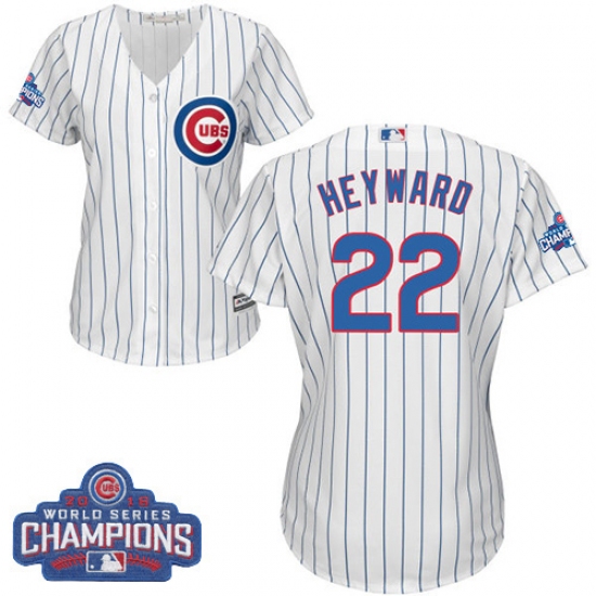 Women's Majestic Chicago Cubs #22 Jason Heyward Authentic White Home 2016 World Series Champions Cool Base MLB Jersey