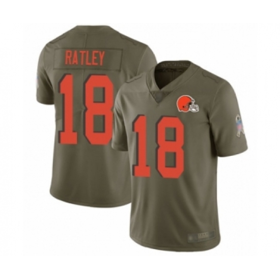 Youth Cleveland Browns #18 Damion Ratley Limited Olive 2017 Salute to Service Football Jersey - Ujersey