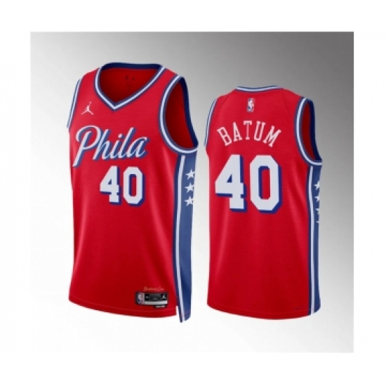 Men's Philadelphia 76ers #40 Nicolas Batum Red Statement Edition Stitched Jersey - Ujersey