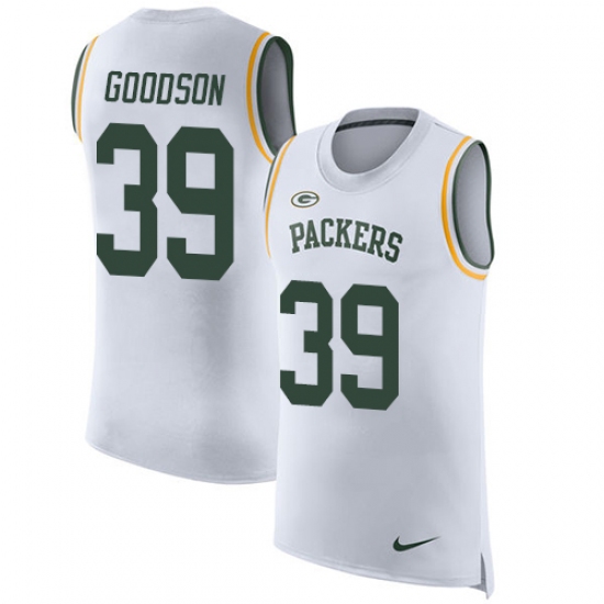 Men's Nike Green Bay Packers #39 Demetri Goodson Limited White Rush Player Name & Number Tank Top NFL Jersey - Ujersey