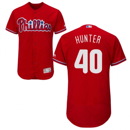 Men's Majestic Philadelphia Phillies #40 Tommy Hunter Red Alternate Flex Base Authentic Collection MLB Jersey - Ujersey
