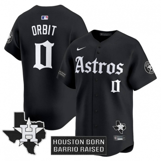 Men's Houston Astros #0 Orbit Black 'Gothic Edition' Vapor Limited Stitched Baseball Jersey - Ujersey