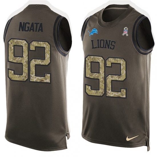 Men's Nike Detroit Lions #92 Haloti Ngata Limited Green Salute to Service Tank Top NFL Jersey - Ujersey