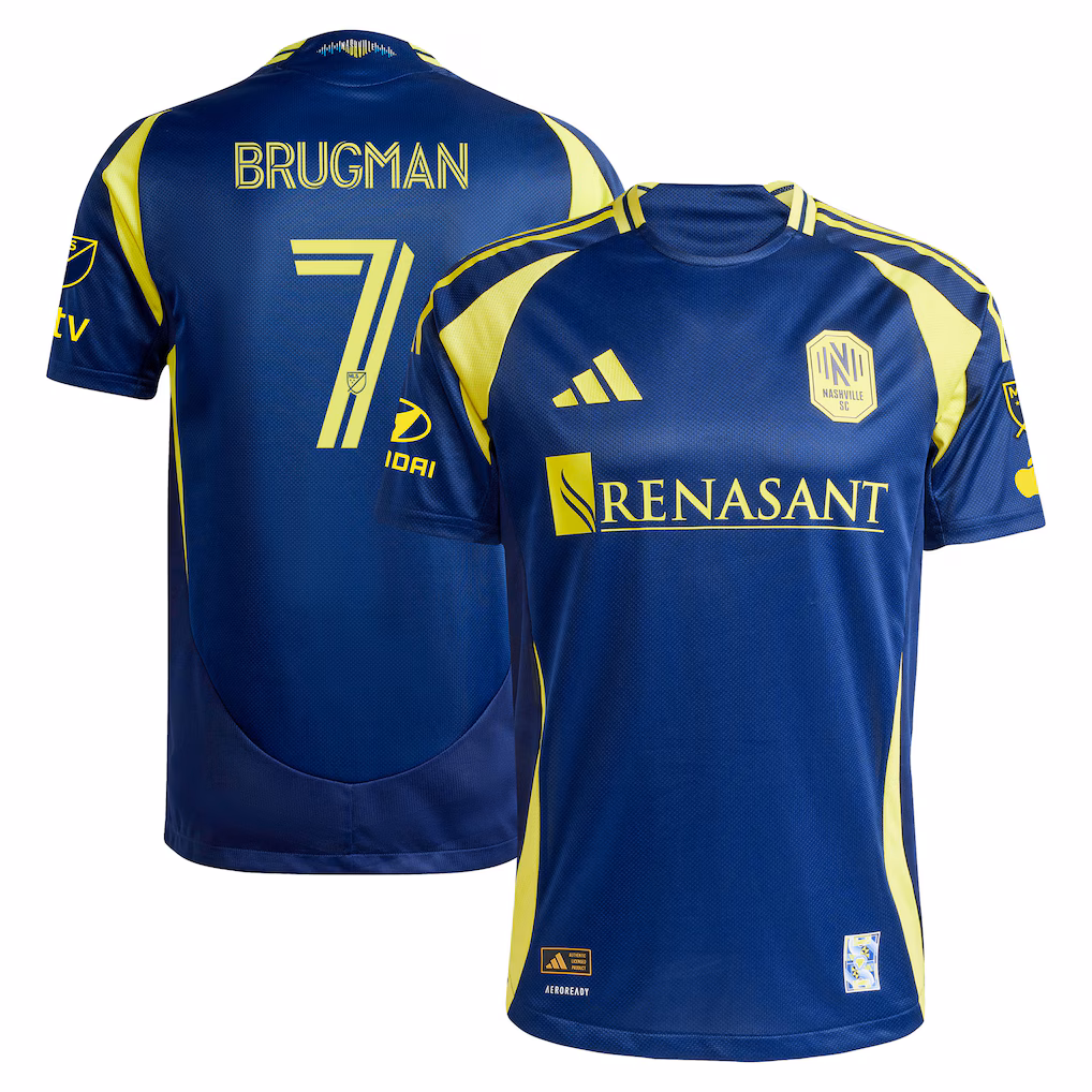 Men's Nashville SC Gastón Brugman adidas Navy 2025 The Heart Of Nashville Kit Authentic Player Jersey - Ujersey NHL