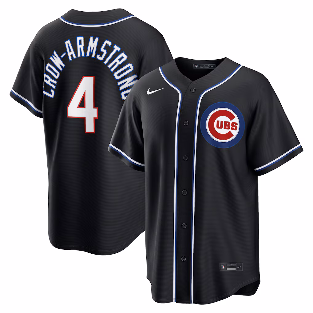 Men's Chicago Cubs Pete Crow-Armstrong Nike Fashion Replica Black Out Jersey