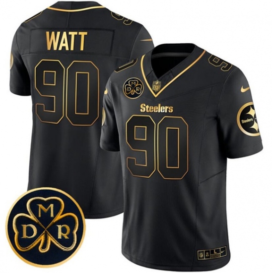 Men's Pittsburgh Steelers #90 T.J. Watt Black Gold F.U.S.E. DMR Vapor Limited Football Stitched Jersey - Ujersey