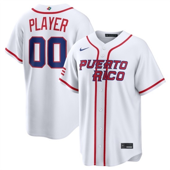 Men's Puerto Rico Baseball Active Player Custom White 2026 World Baseball Classic Home Stadium Stitched Jersey - Ujersey