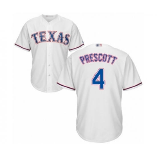 Youth Texas Rangers #4 Dak Prescott Authentic White Home Cool Base Baseball Jersey - Ujersey