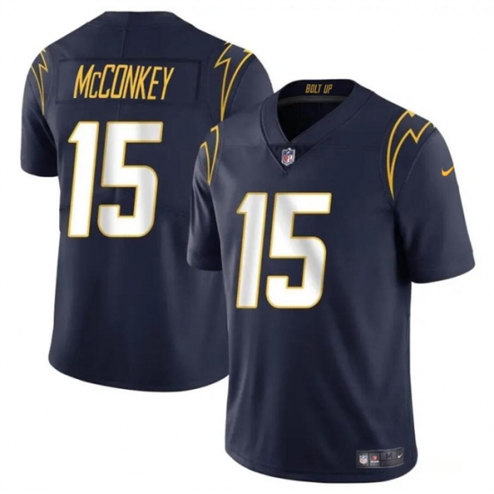 Men's Los Angeles Chargers #15 Ladd McConkey Navy 2024 Draft Vapor Limited Football Stitched Jersey - Ujersey