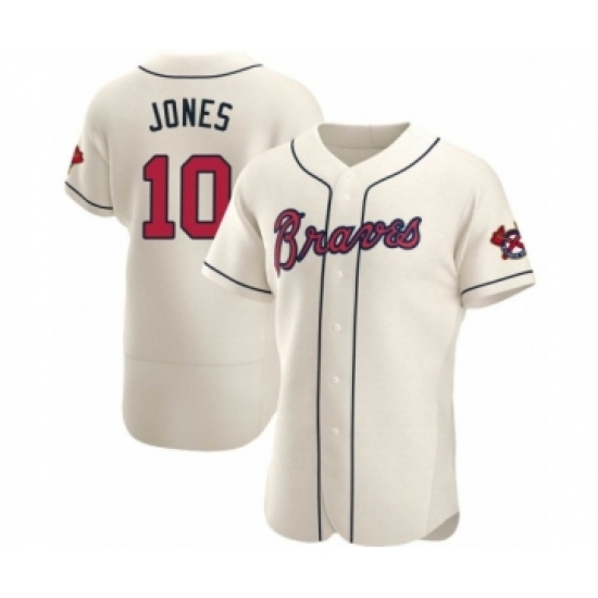 Men's Chipper Jones #10 Atlanta Braves Cream Authentic Alternate Jersey - Ujersey