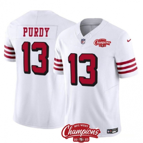 Men's San Francisco 49ers #13 Brock Purdy White 2023 F.U.S.E. NFC West Champions Alternate Football Stitched Jersey - Ujersey