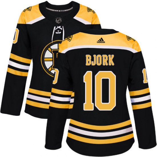 Women's Adidas Boston Bruins #10 Anders Bjork Premier Black Home NHL Jersey - Ujersey