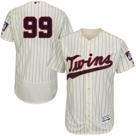 Men's Majestic Minnesota Twins #99 Logan Morrison Authentic Cream Alternate Flex Base Authentic Collection MLB Jersey - Ujersey