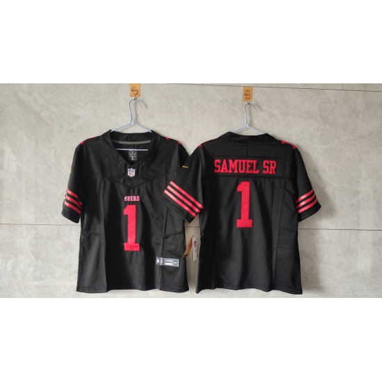 Women's San Francisco 49ers #1 Deebo Samuel Sr. Black F.U.S.E Vapor Untouchable Stitched Jersey(Run Small) - Ujersey